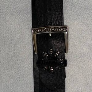 BRIGHTON WIDE BLACK LEATHER BELT